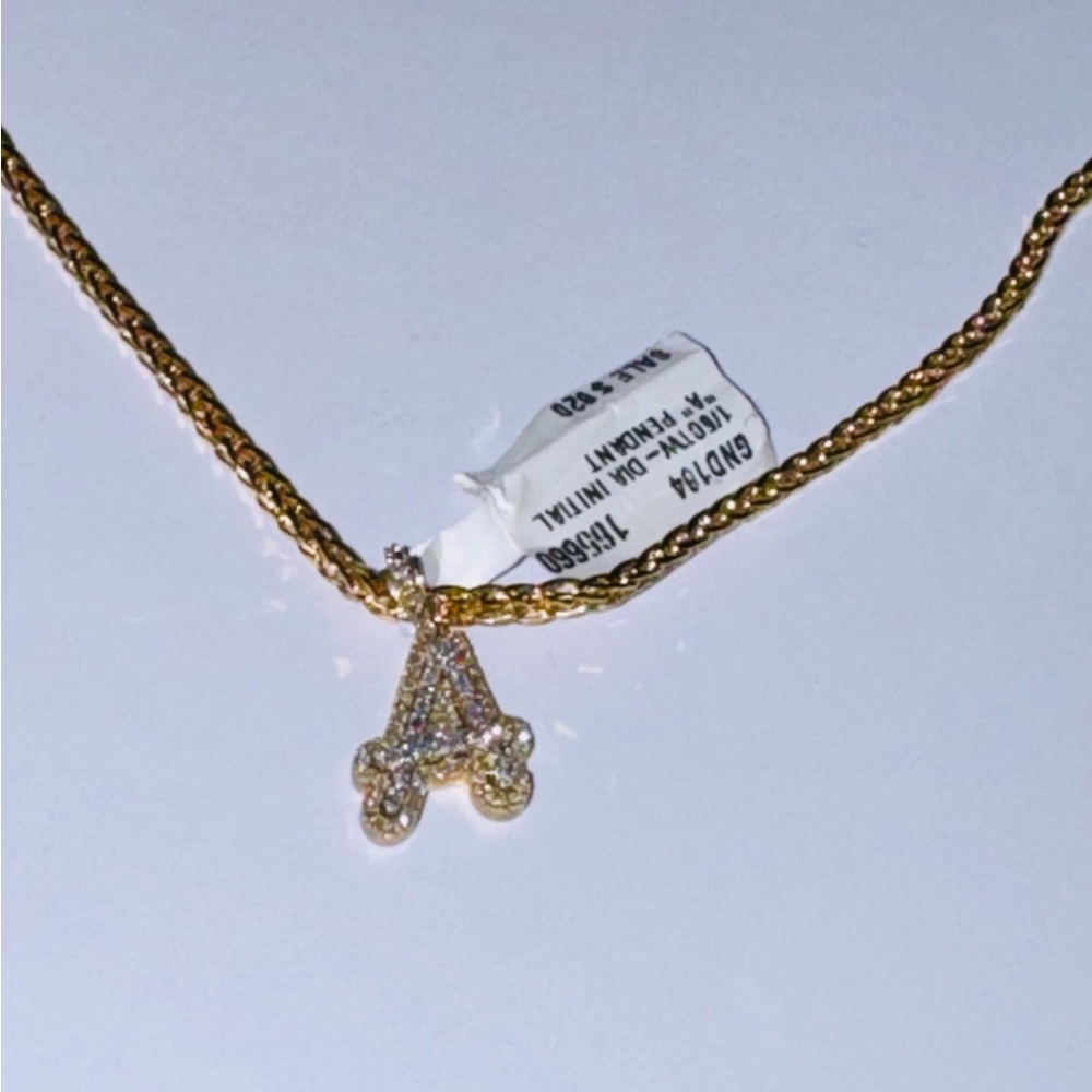 10KT Solid Yellow Gold Natural Diamond “A” Initial Pendant – FREE Appraisal Incl